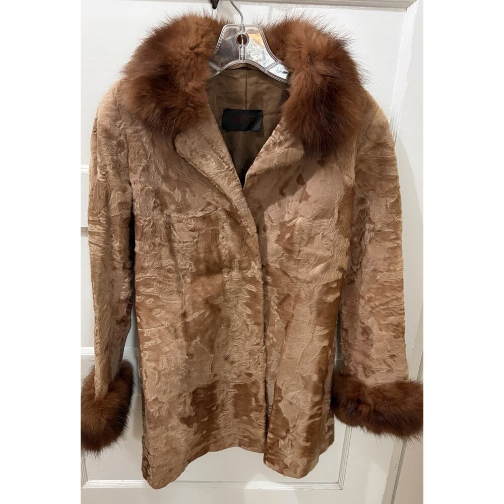 LADIES vintage LUXURY MARTEN Pellice Mink Swakara Fox FUR COAT small